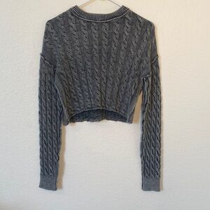Full Tilt Gray Cable Knit Cropped Sweater Size XXS